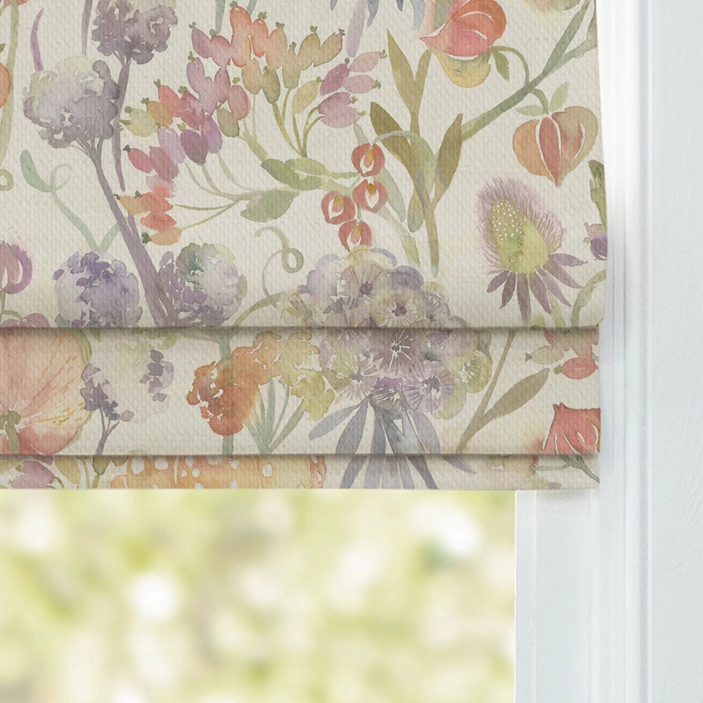 Autumn Floral Printed Linen Made to Measure Roman Blinds Natural