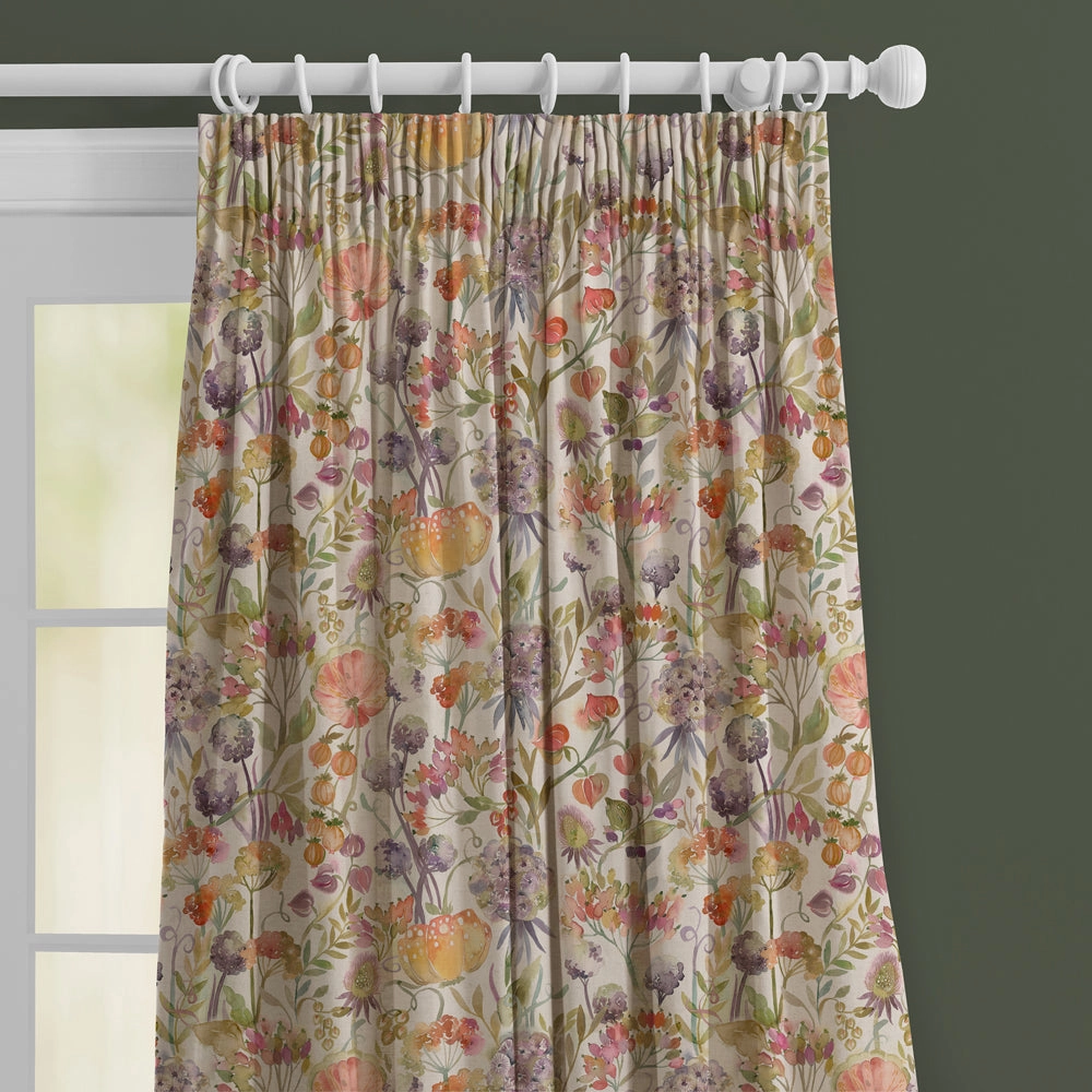Autumn Floral Printed Made to Measure Curtains Linen