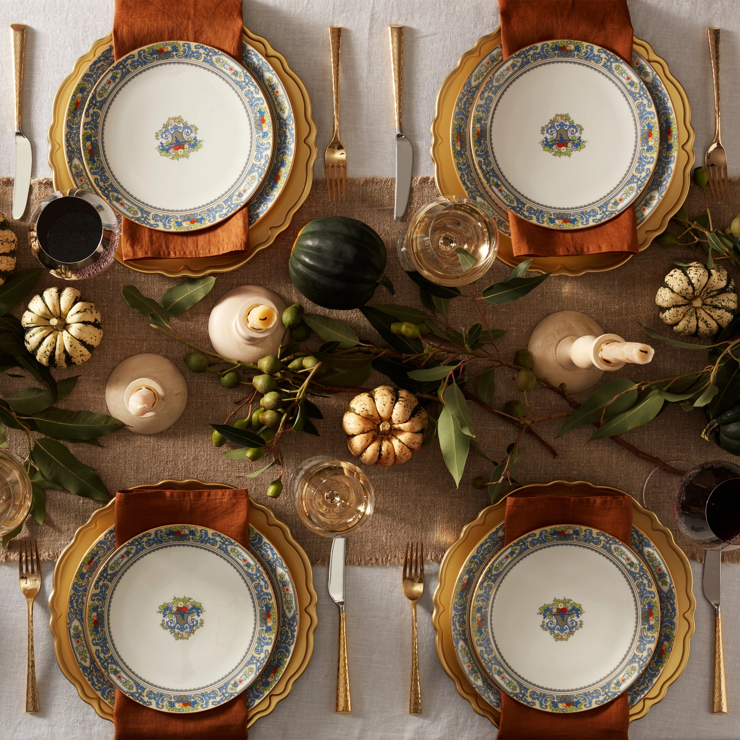 Autumn White Accent Plates - Set of 4