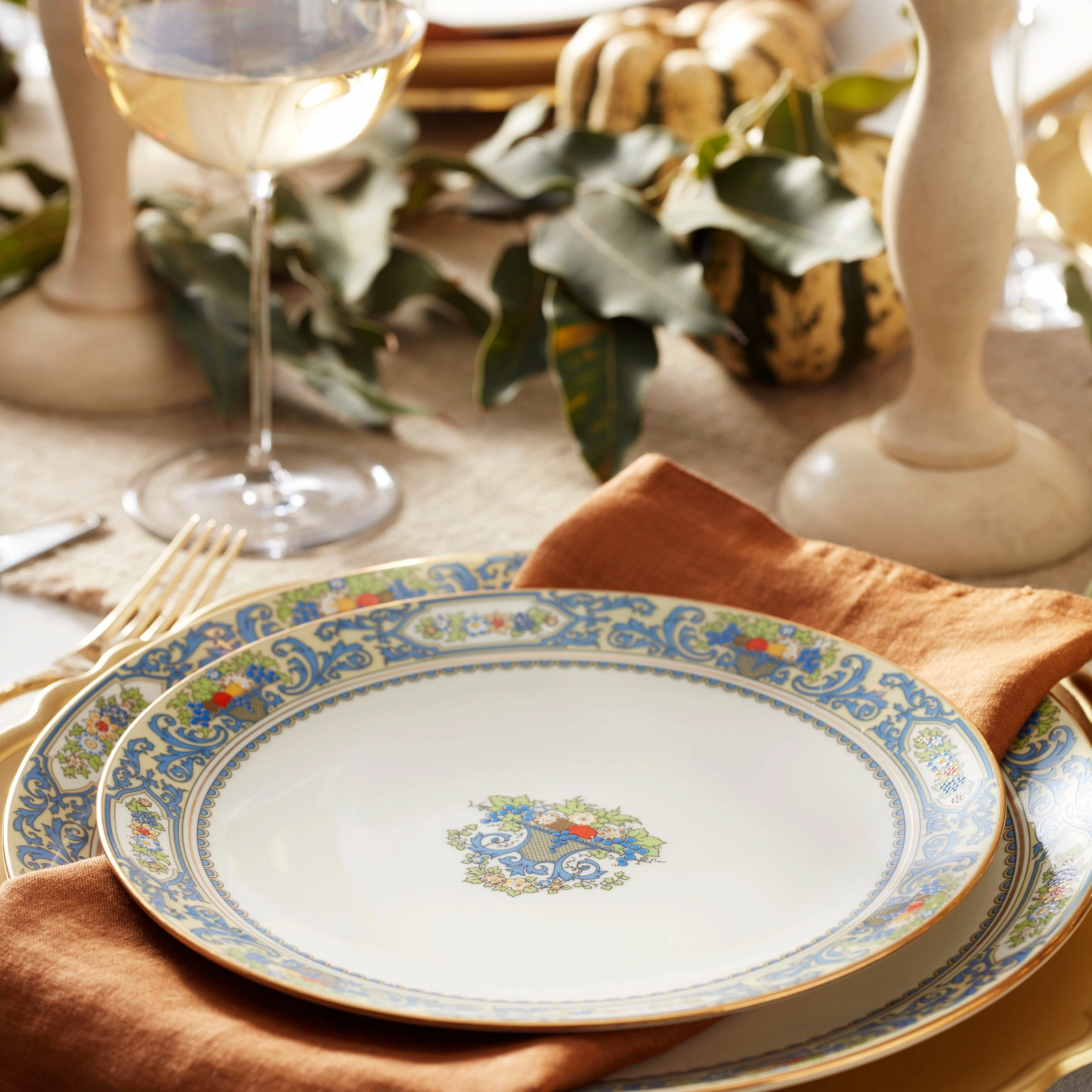 Autumn White Accent Plates - Set of 4