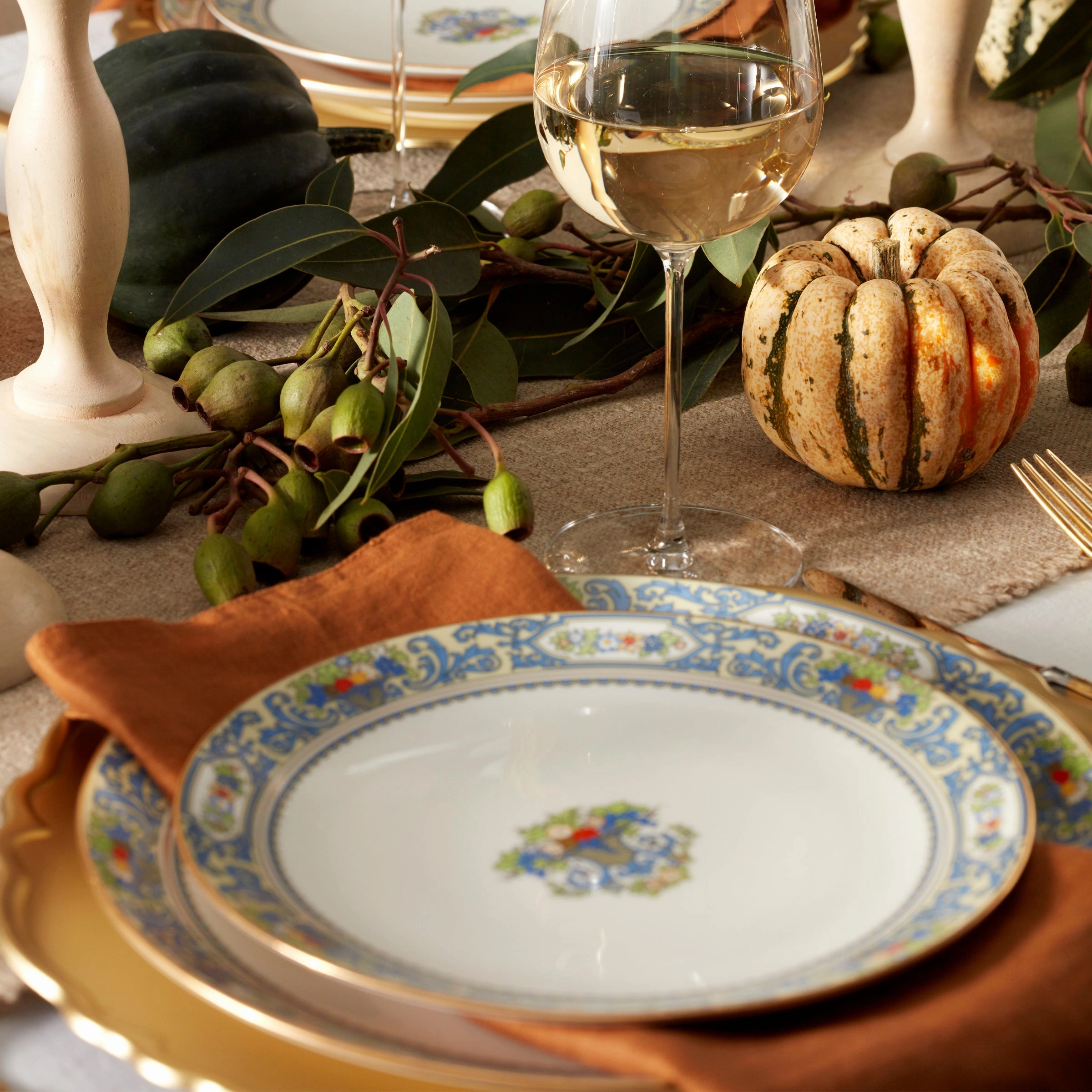 Autumn White Accent Plates - Set of 4
