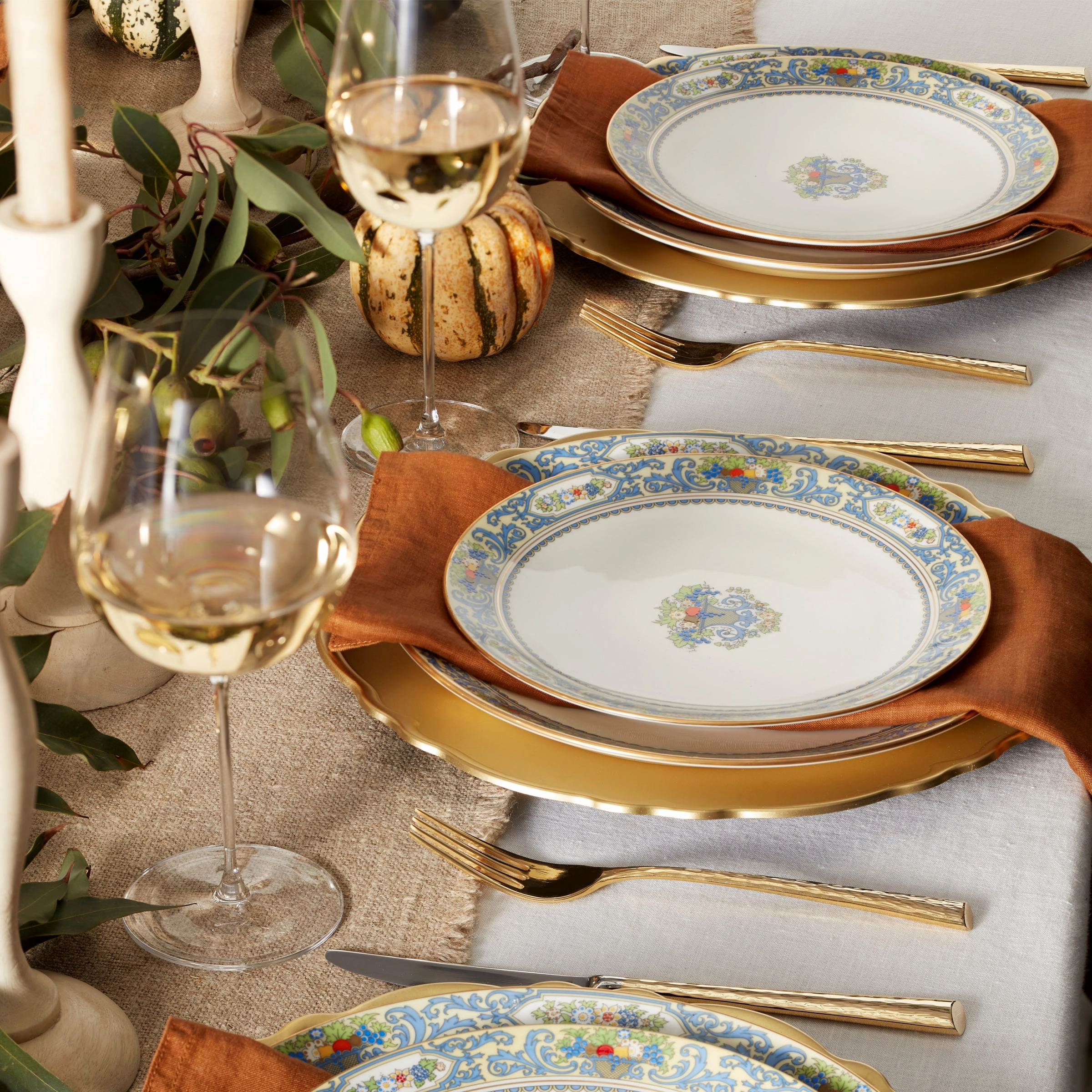 Autumn White Accent Plates - Set of 4