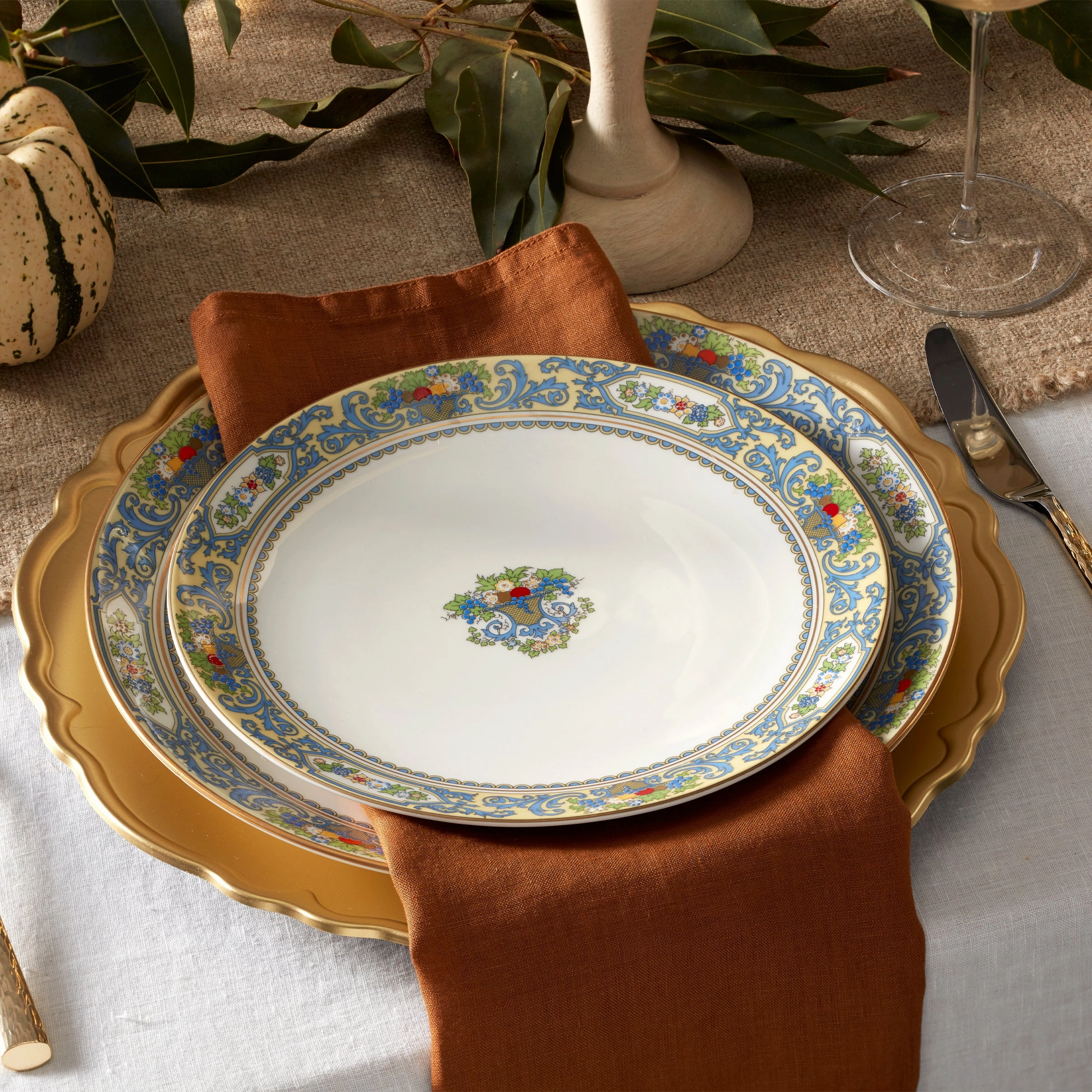 Autumn White Accent Plates - Set of 4