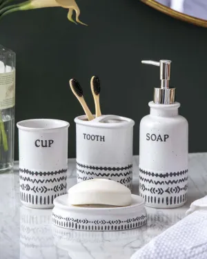 Ava 4-Piece Bath Set - Whitebathroom decor,boho bathroom decor,minimalist bathroom decor