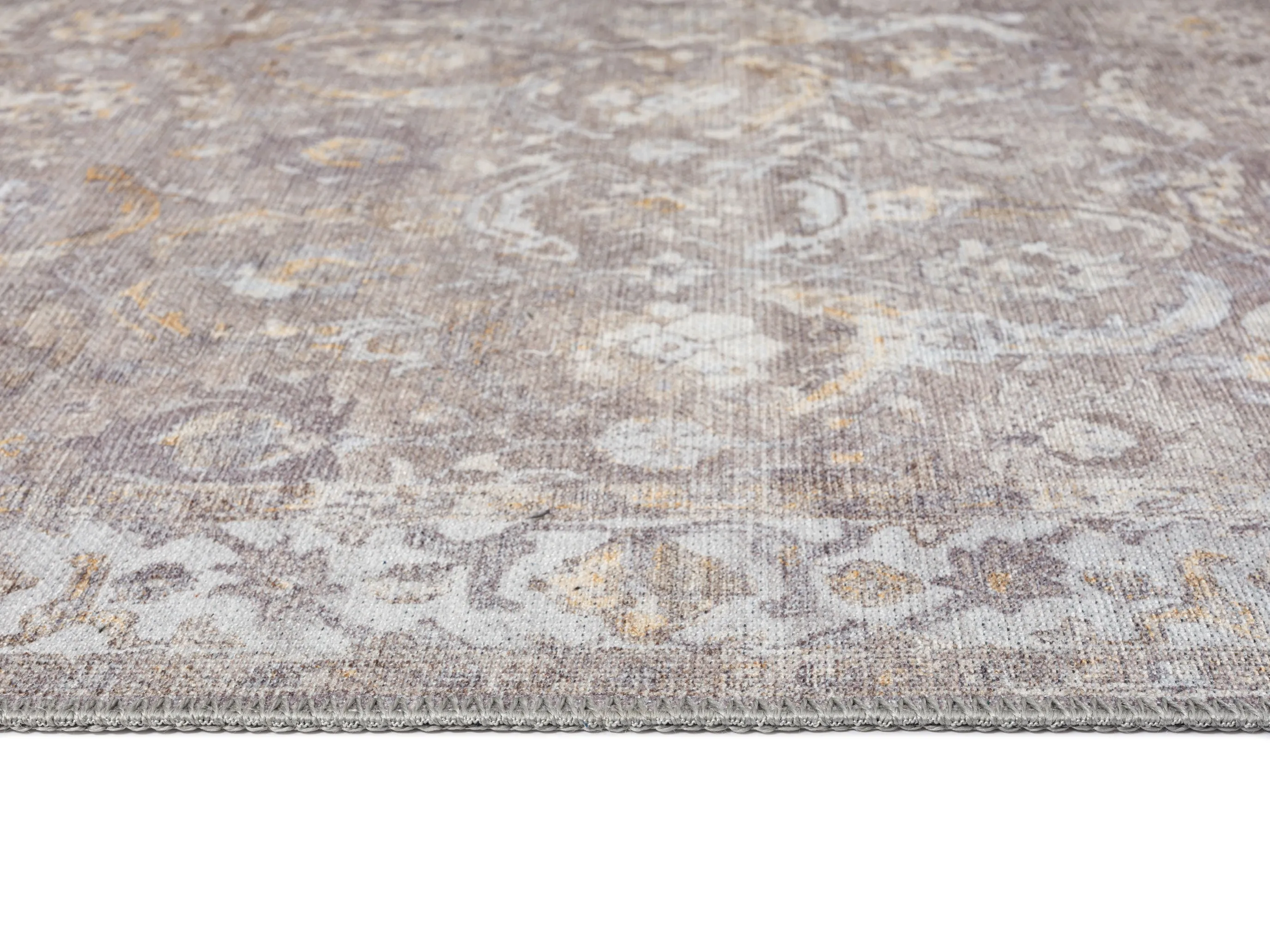 Ava Grey and Gold Traditional Distressed Washable Rug *NO RETURNS UNLESS FAULTY