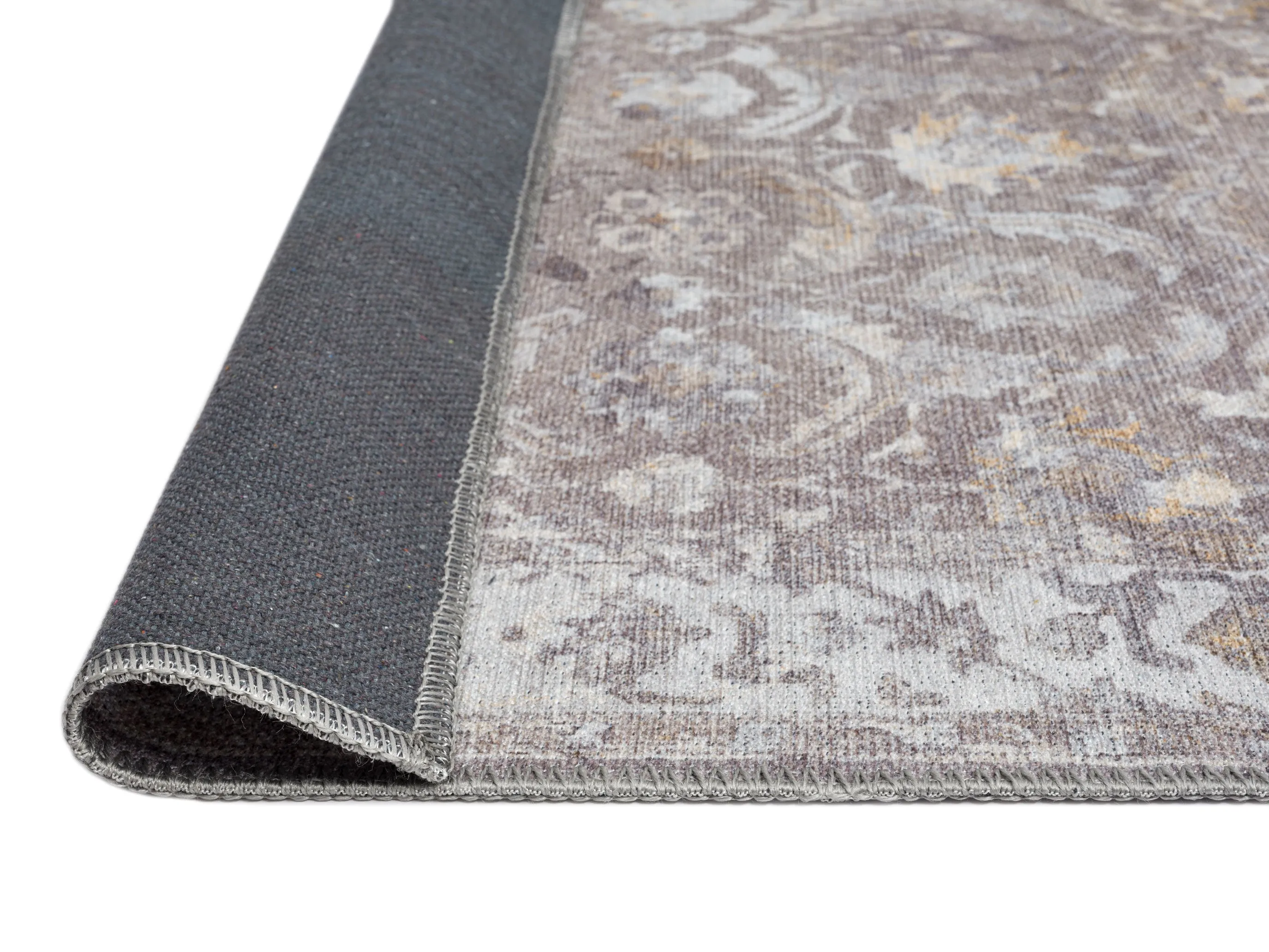 Ava Grey and Gold Traditional Distressed Washable Runner Rug *NO RETURNS UNLESS FAULTY