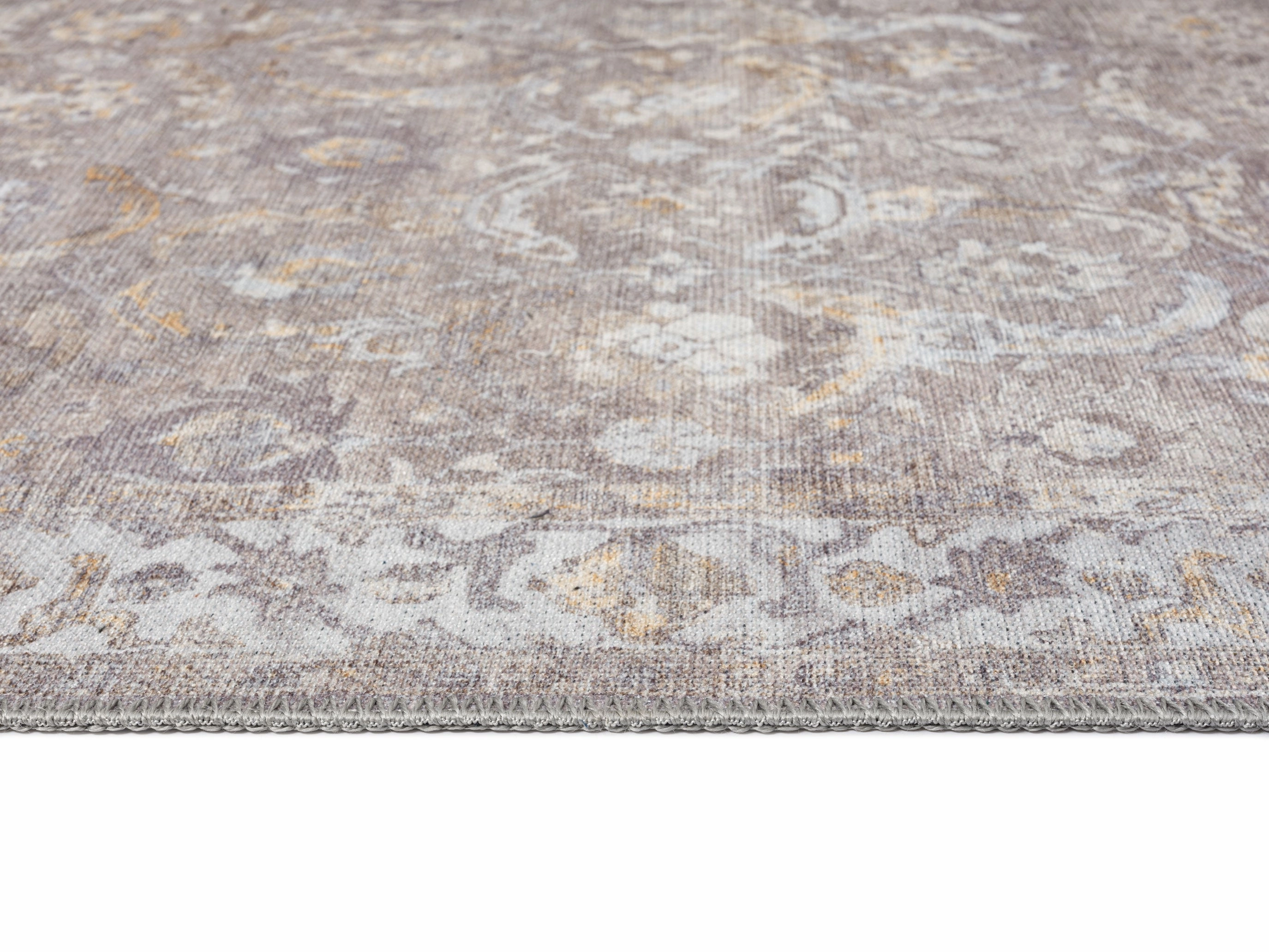 Ava Grey and Gold Traditional Distressed Washable Rug *NO RETURNS UNLESS FAULTY