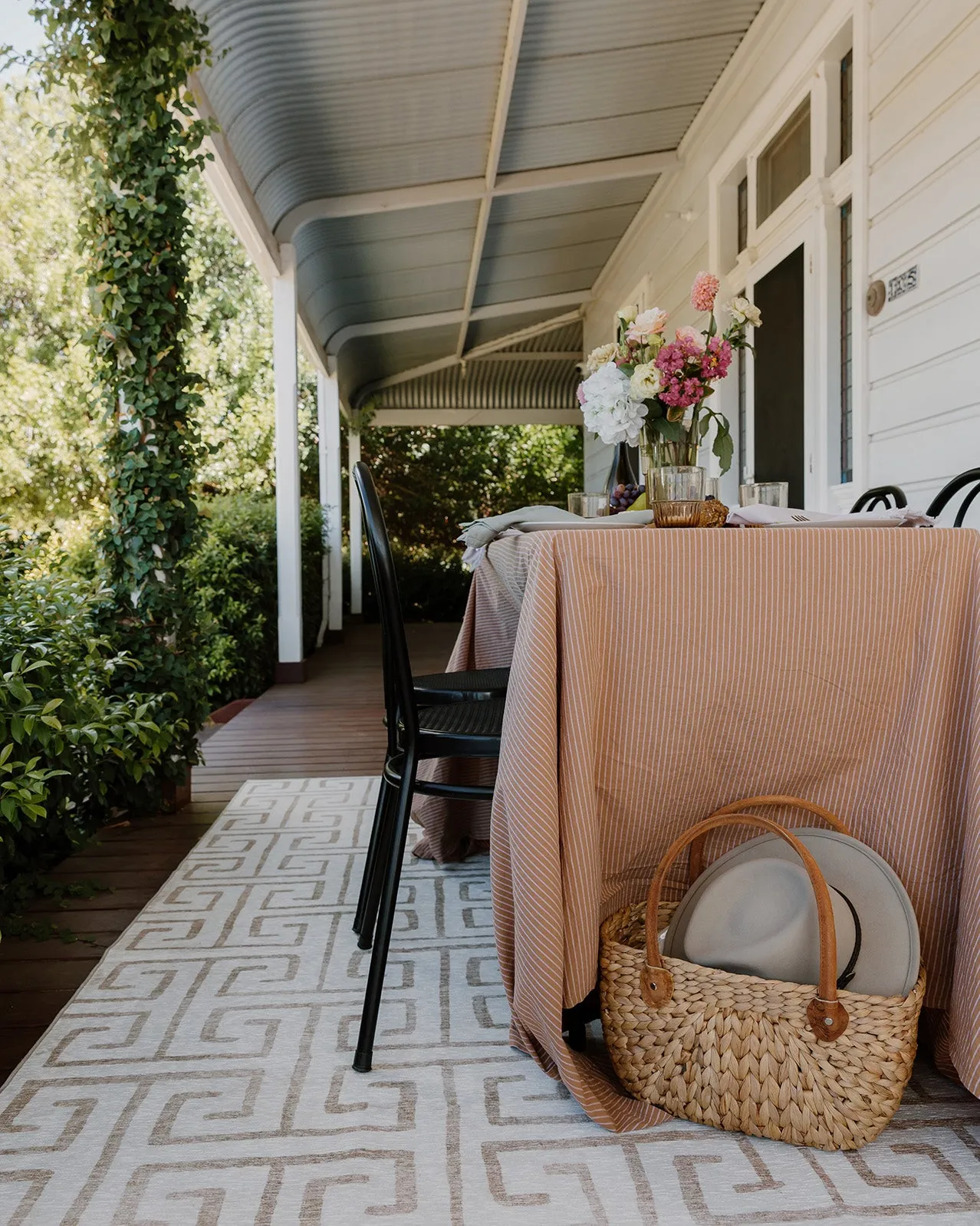 Ayat Beige Cream Indoor Outdoor Washable Rug