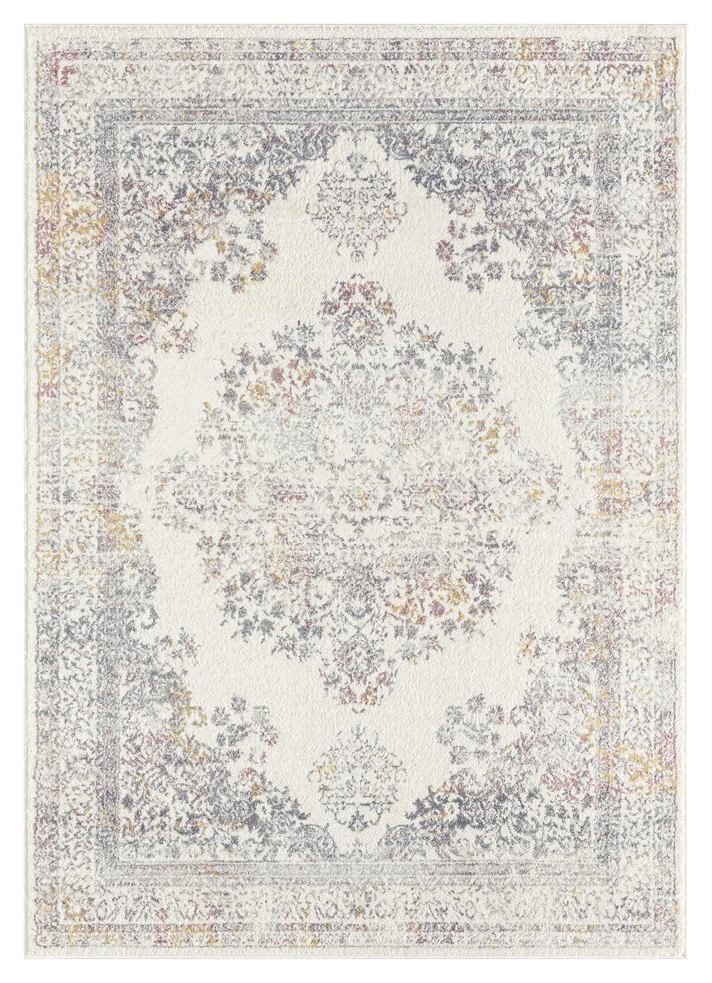 Aysha Pink Yellow and Grey Traditional Medallion Rugmodern color block patchwork rug