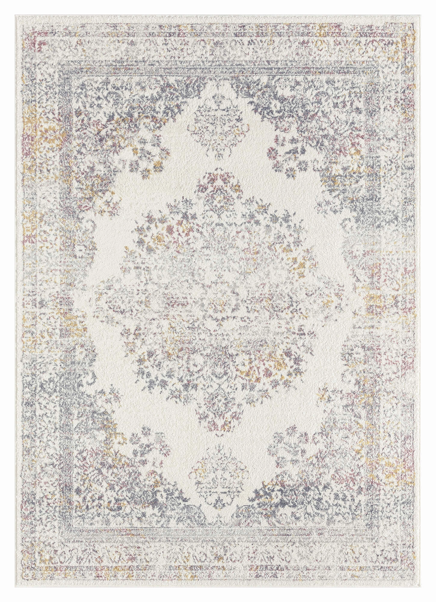 Aysha Pink Yellow and Grey Traditional Medallion Rugmodern color block patchwork rug