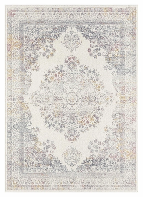 Aysha Pink Yellow and Grey Traditional Medallion Rugmodern color block patchwork rug