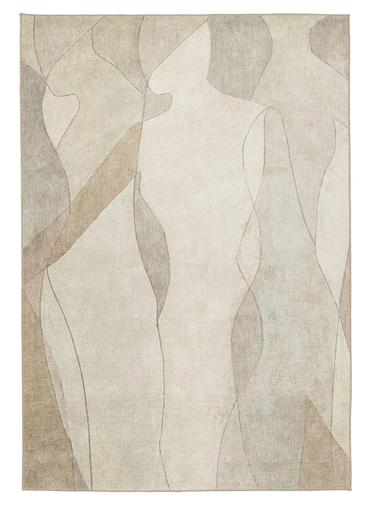 Azra Grey and Beige Abstract Washable Rugmodern color block patchwork rug
