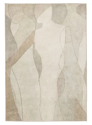 Azra Grey and Beige Abstract Washable Rugmodern color block patchwork rug