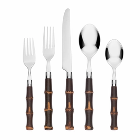 Bamboo Dark Plastic Handle 20 Piece Flatware Seteco-friendly bamboo fiber tableware set 