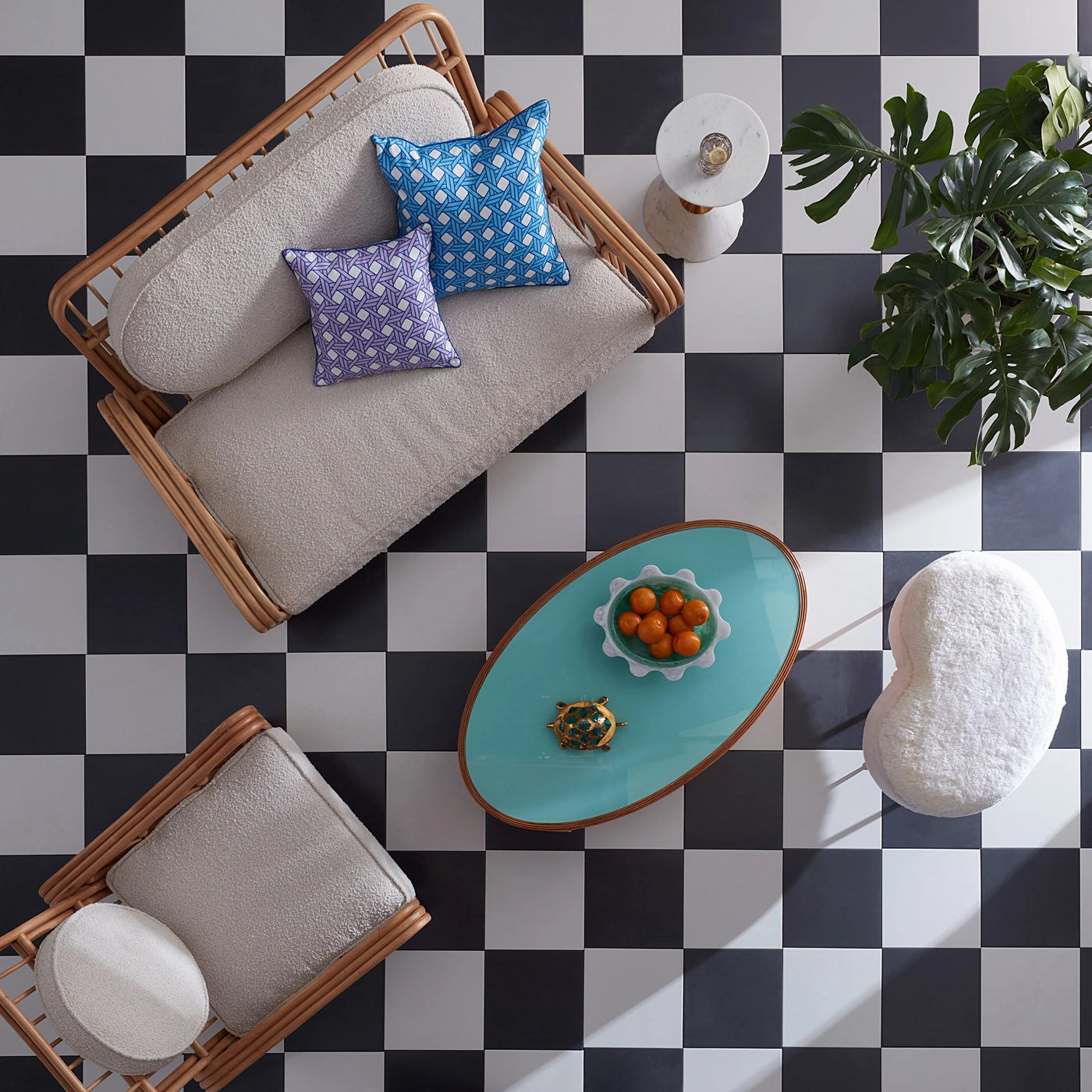 Basketweave Blue Pillow