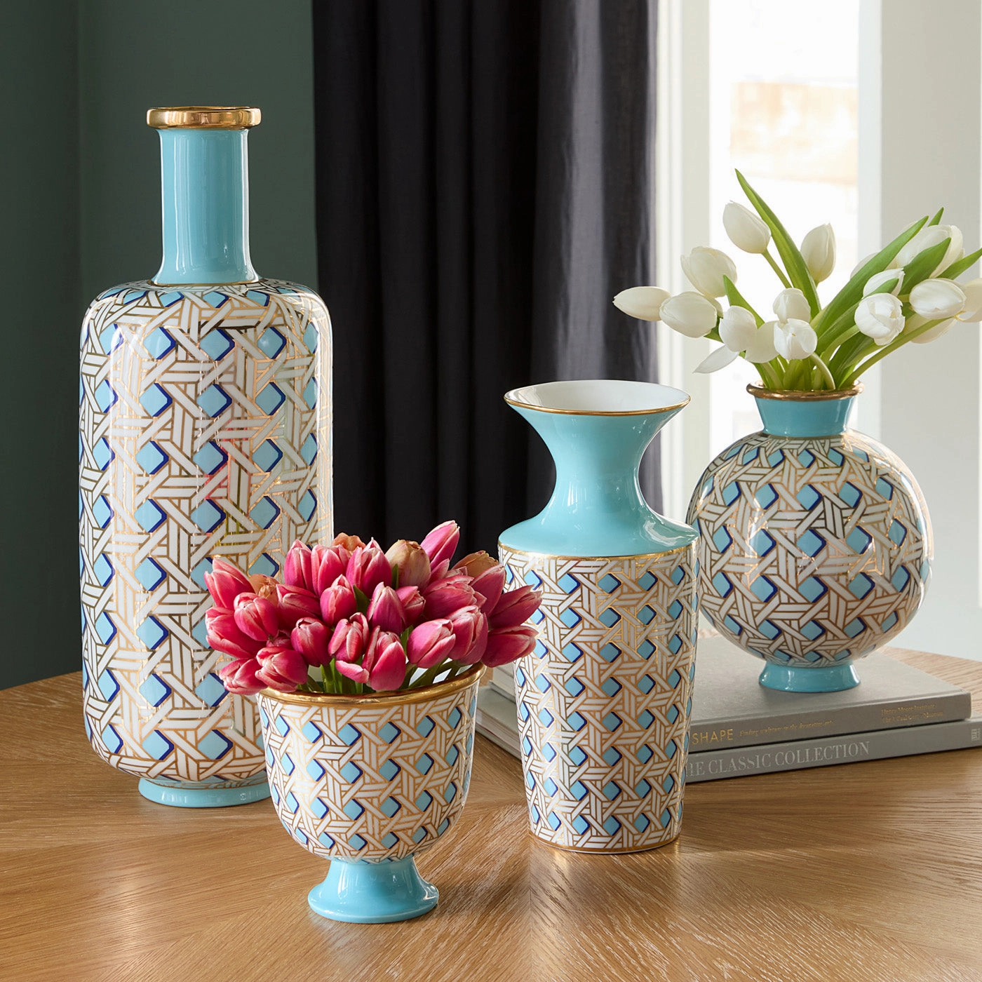Basketweave Tall Bottle Vase