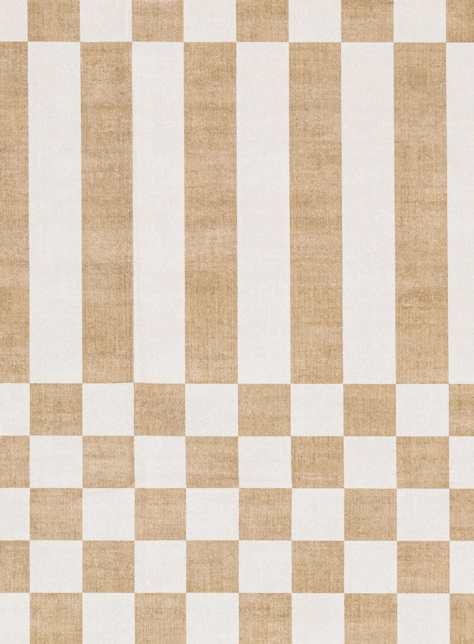 Batini Brown and White Checkered and Striped Rug