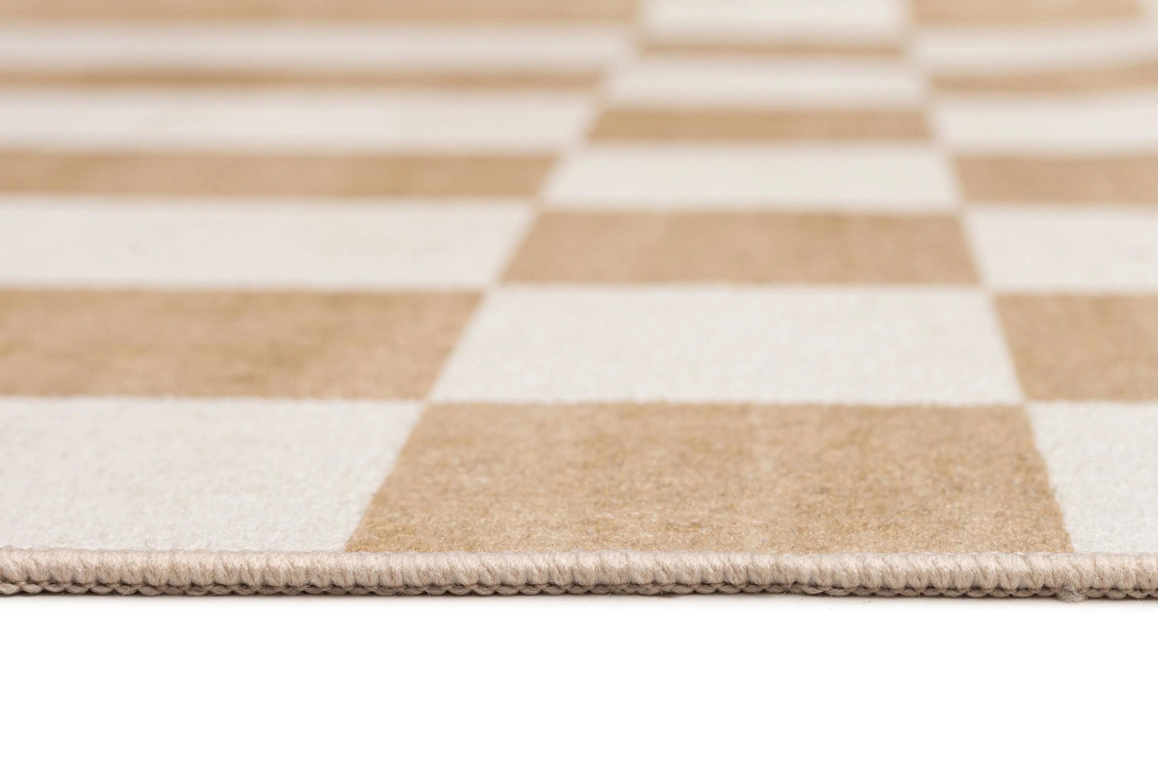 Batini Brown and White Checkered and Striped Rug