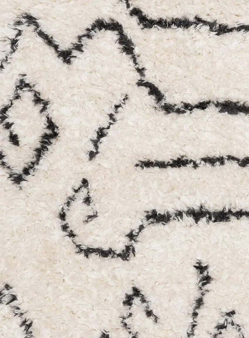 Batola Cream & Black Tribal Shag Rug *NO RETURNS UNLESS FAULTY