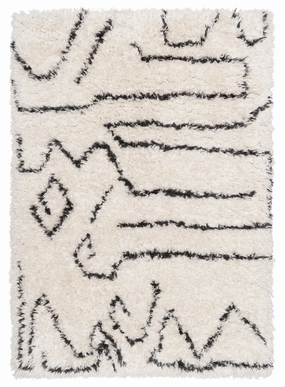 Batola Cream & Black Tribal Shag Rug *NO RETURNS UNLESS FAULTYmodern color block patchwork rug