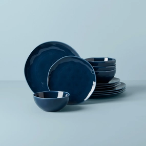 Bay Colors Blue 12-Piece Dinnerware Setmodern kitchen decor ,kitchen dinner set ,dinnerware 