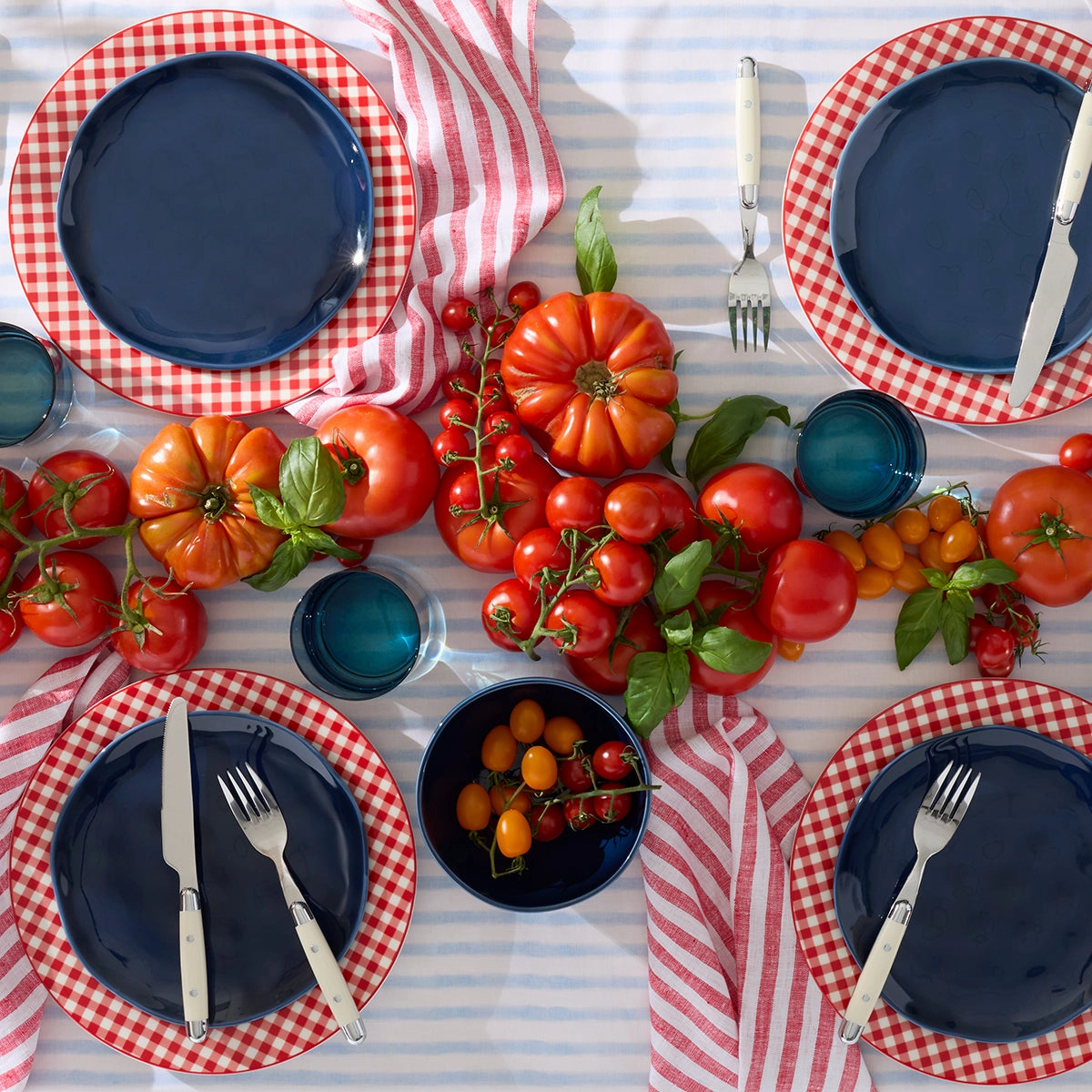 Bay Colors Blue Accent Plates - Set of 4