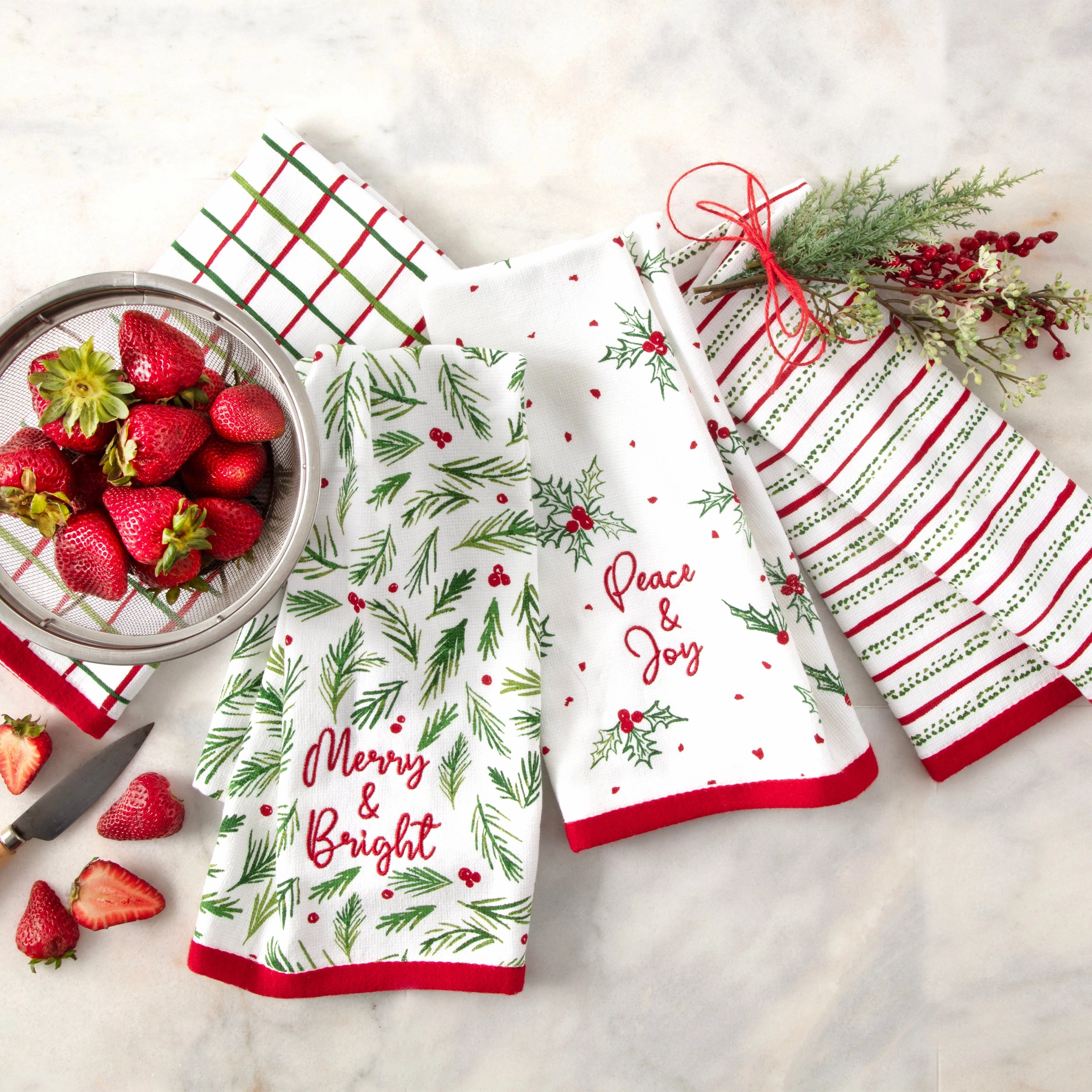 Bayberry Assorted Kitchen Towels - Set Of 4