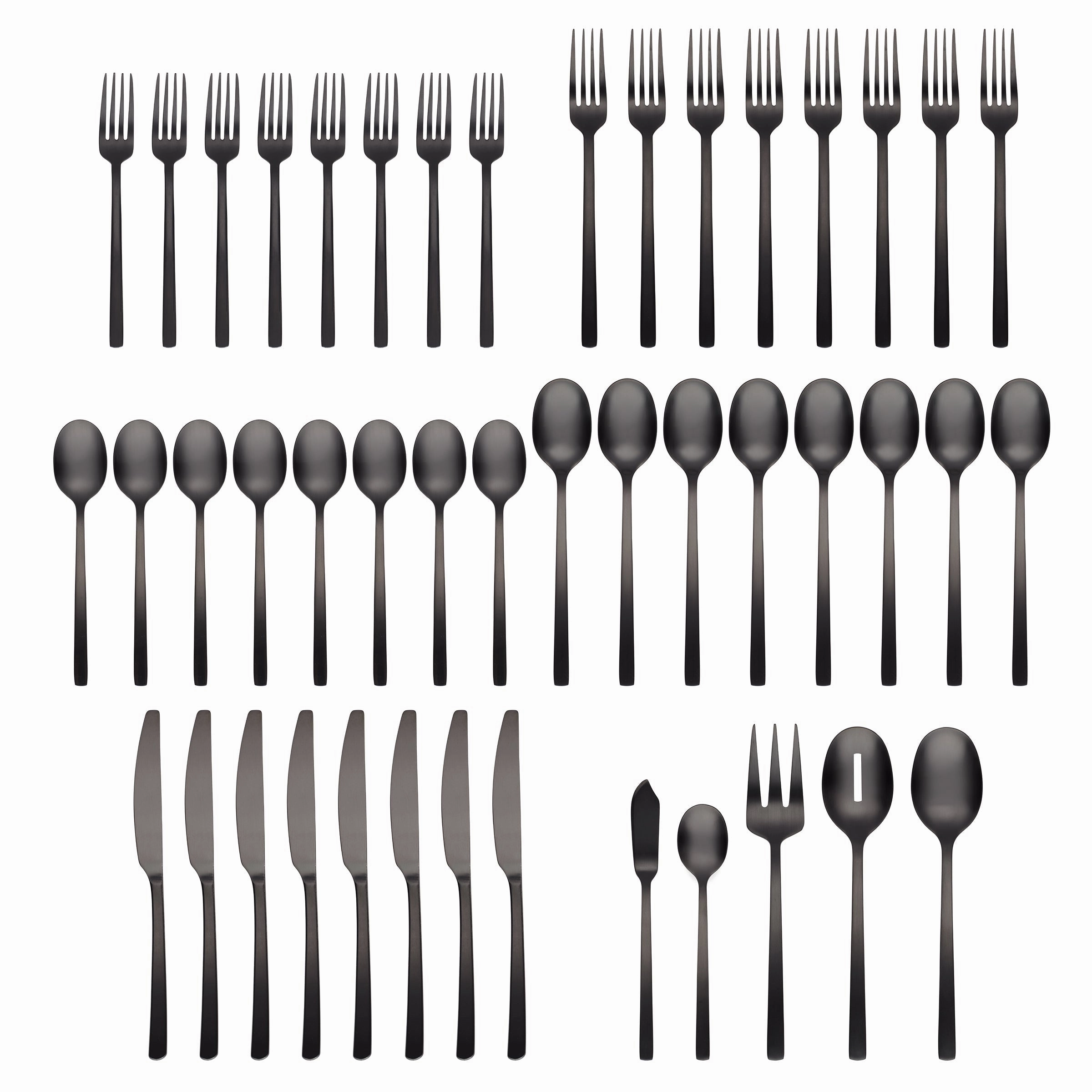 Beacon Black Satin 45 Piece Flatware Set