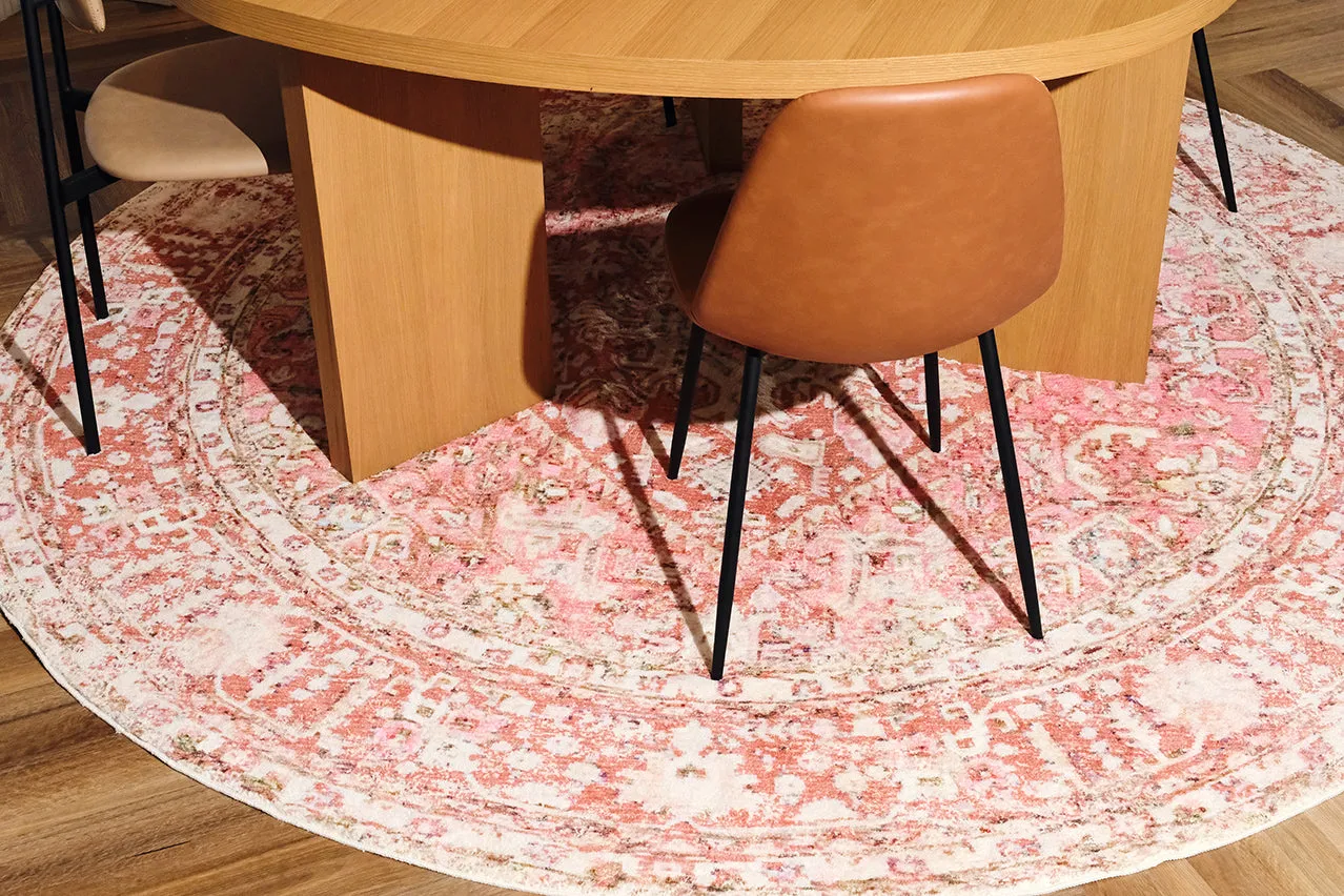 Beatrice Peach Transitional Washable Round Rug