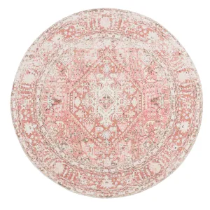 Beatrice Peach Transitional Washable Round Rugmodern color block patchwork rug