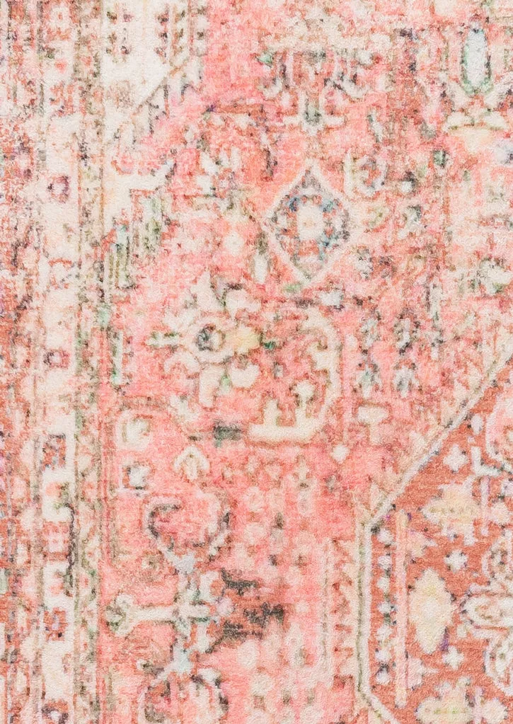 Beatrice Peach Transitional Washable Round Rug