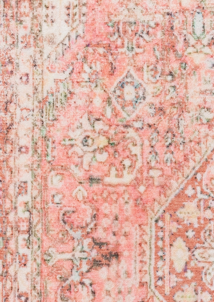 Beatrice Peach Transitional Washable Round Rug
