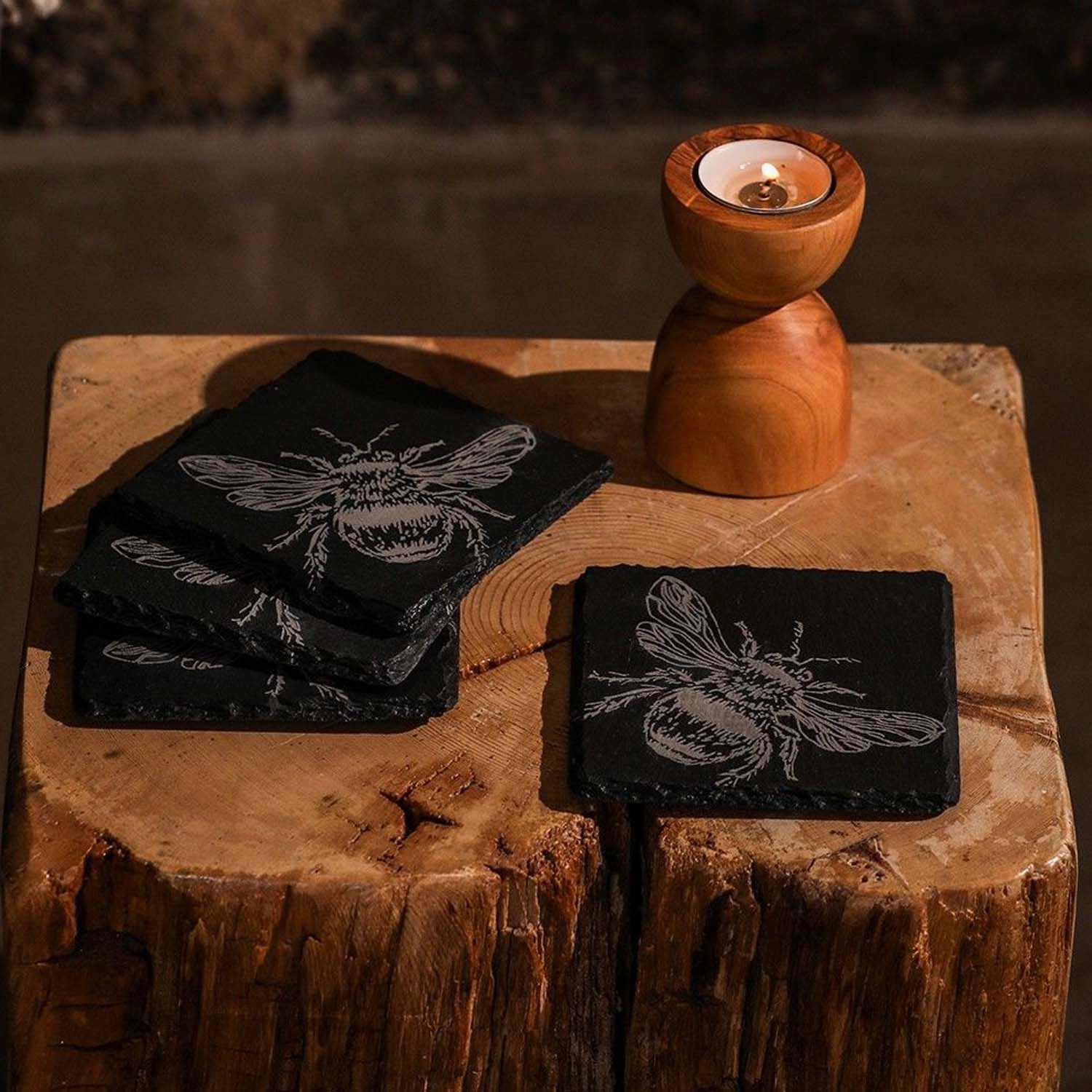 Bee Slate Coasters - Set