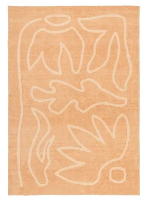 Berta Peach Hand Drawn Washable Rugmodern color block patchwork rug