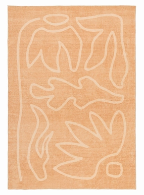 Berta Peach Hand Drawn Washable Rugmodern color block patchwork rug
