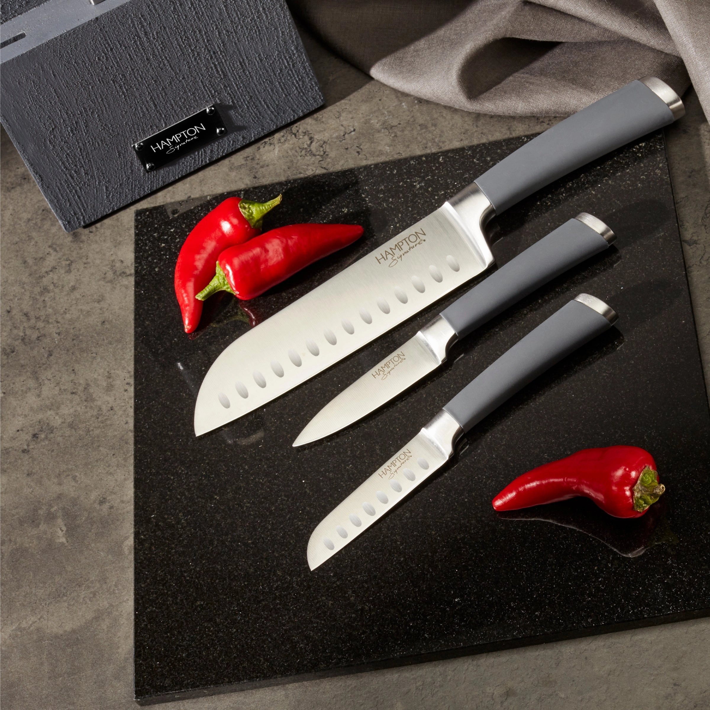 Beton 7 Piece Textured Cutlery Block Set