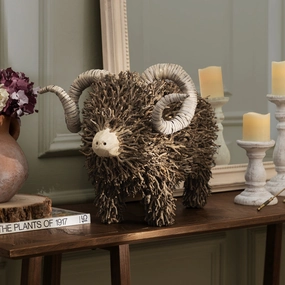 Betty Hand Crafted Ram Wooden Sculpture Brownmodern home decor ,home decor for bedroom 