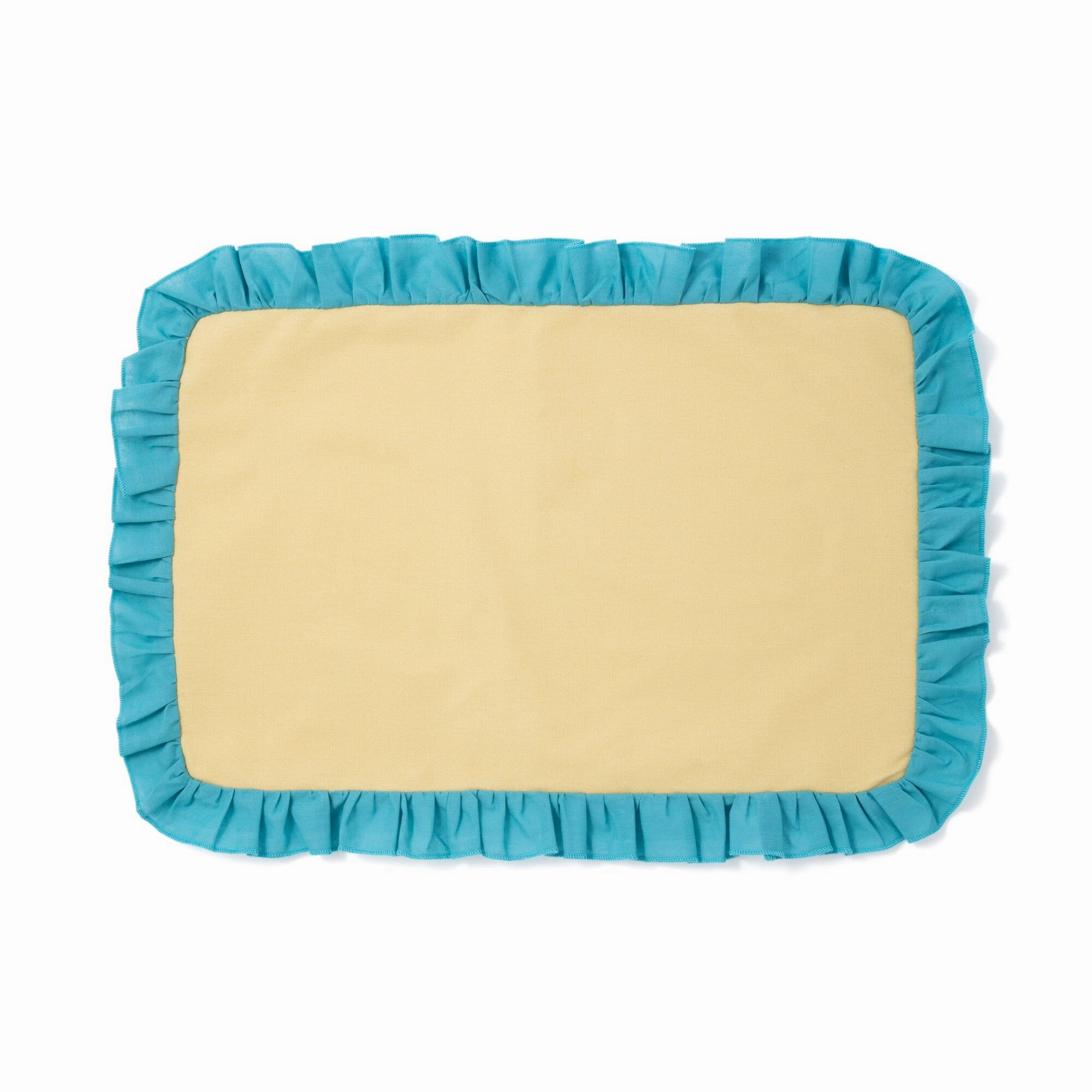 Bicolor Frill Lunch Mat Yellow X Bluewaterproof oil-proof tablecloth
