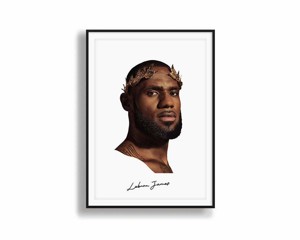 Big Head Lebron White Portrait