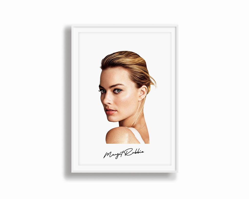 Big Head Margot Robbie White Portrait