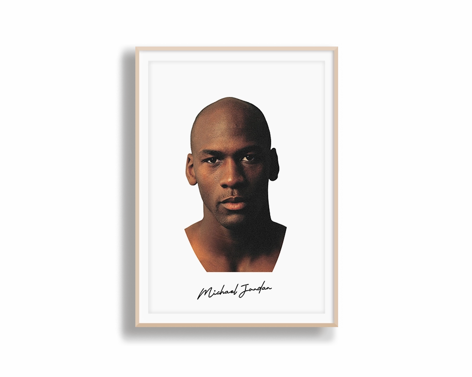 Big Head Michael Jordan White Portrait