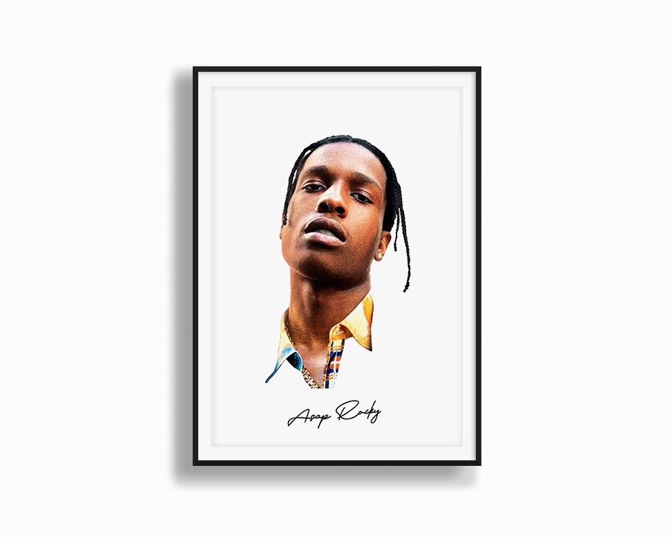 Big Head Retro ASAP Rocky White Portrait
