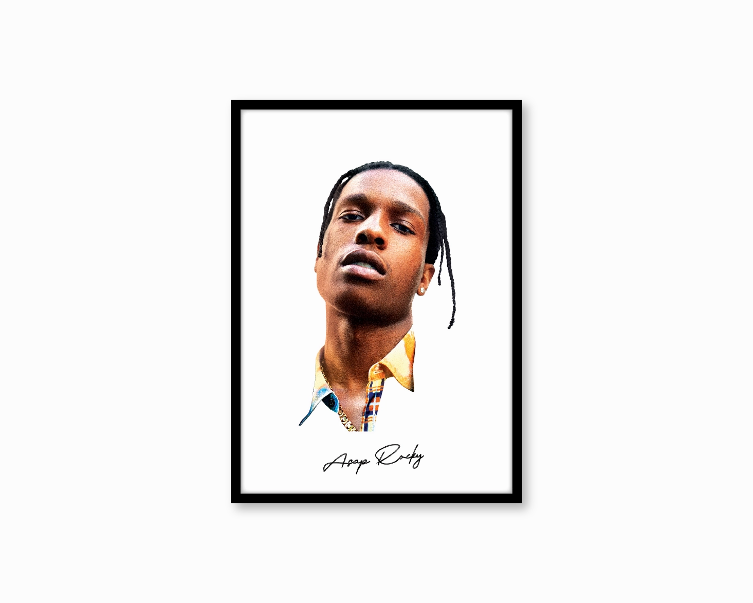 Big Head Retro ASAP Rocky White Portraitmodern abstract painting decor