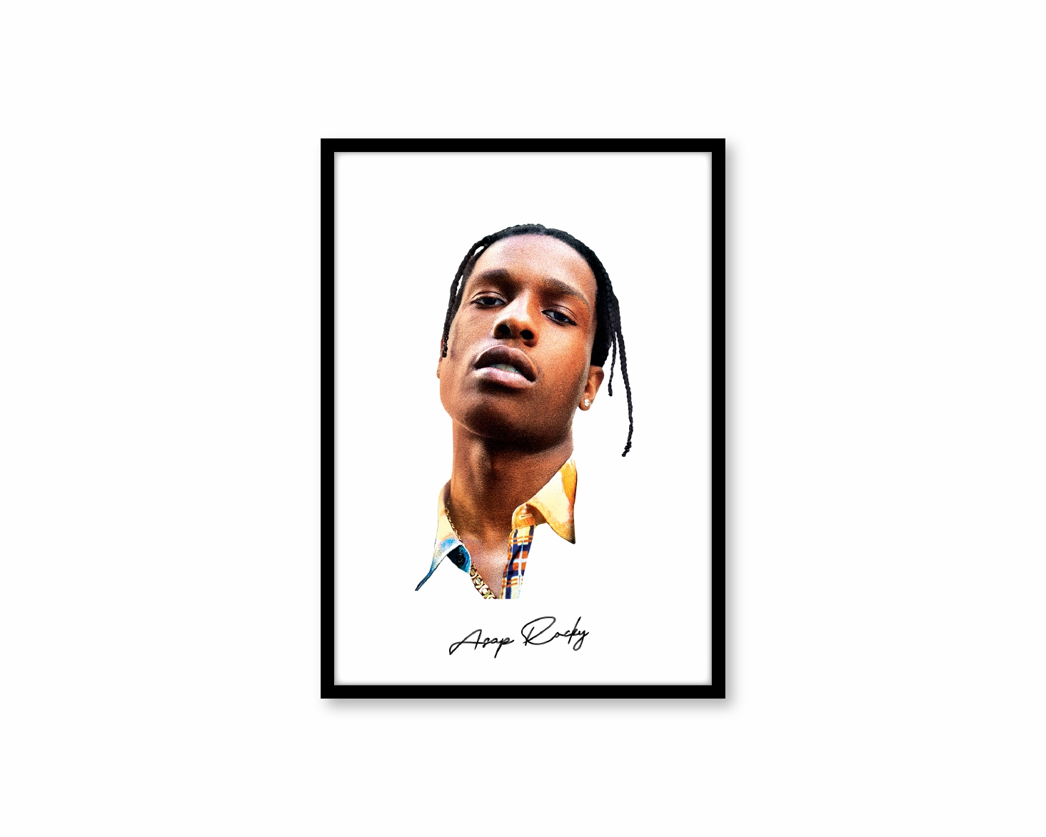 Big Head Retro ASAP Rocky White Portraitnordic style wall decor