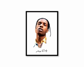 Big Head Retro ASAP Rocky White Portraitmodern abstract painting decor