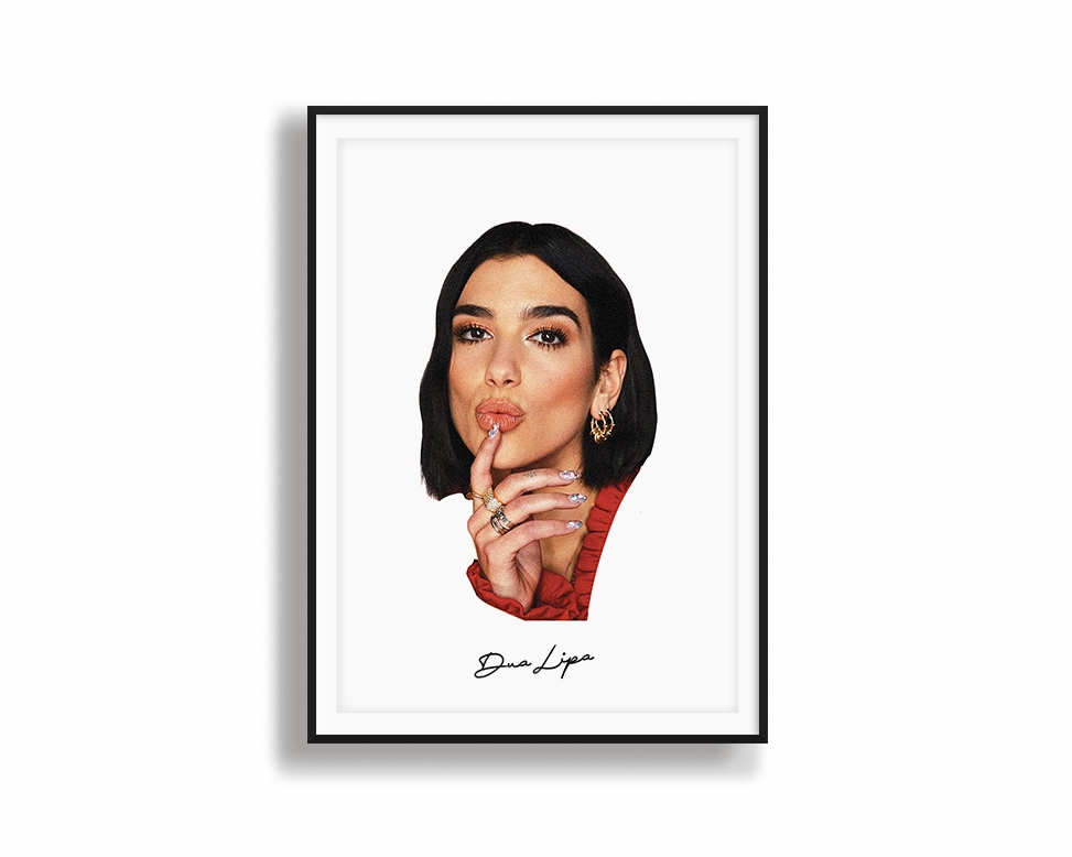 Big Head Retro Dua Lipa White Portrait