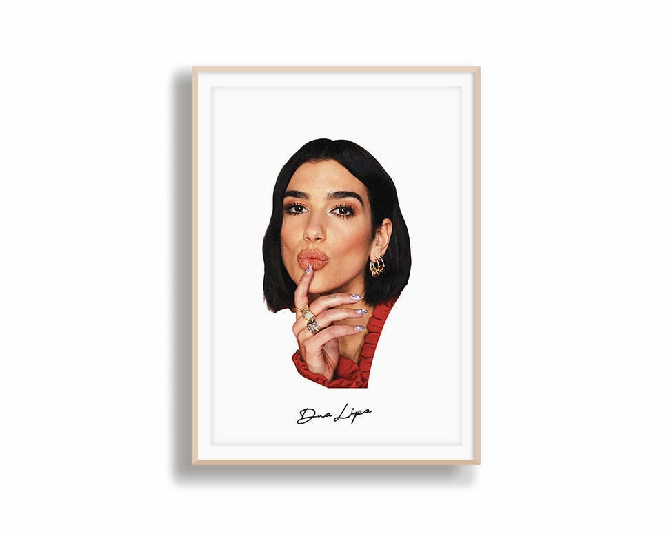 Big Head Retro Dua Lipa White Portrait