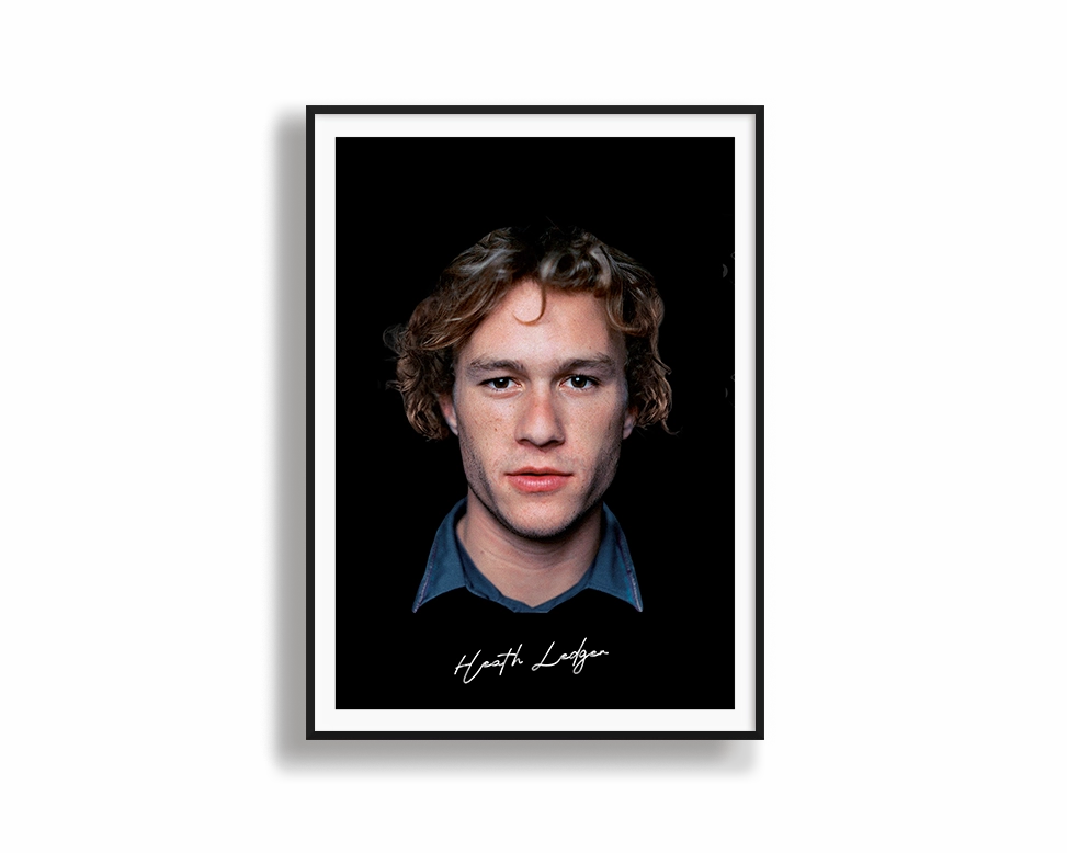 Big Head Retro Heath Ledger Black Portrait
