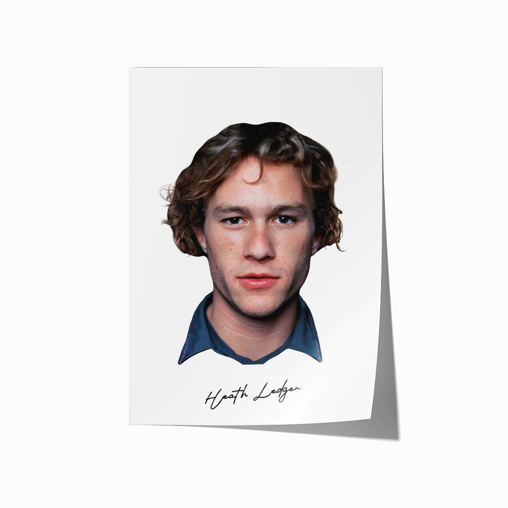 Big Head Retro Heath Ledger White Portrait