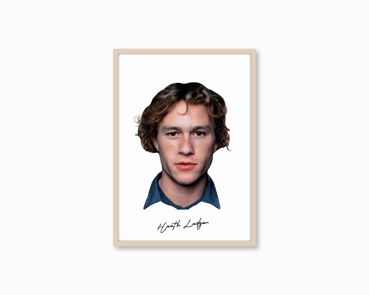 Big Head Retro Heath Ledger White Portrait